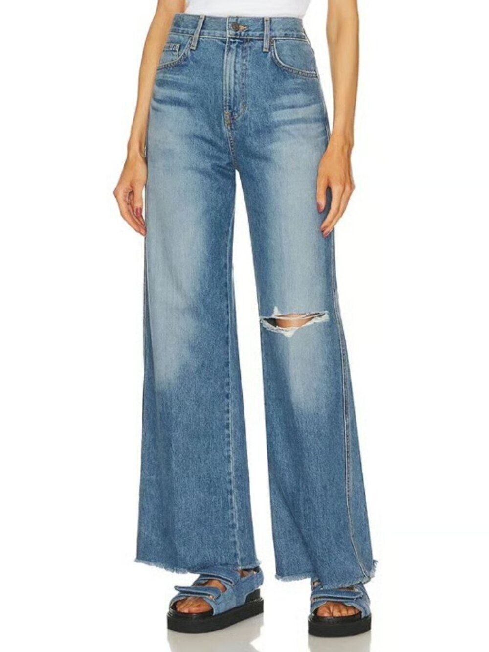 Veronica Beard Taylor in Enough Said Relaxed High Rise Wide-Leg Jeans